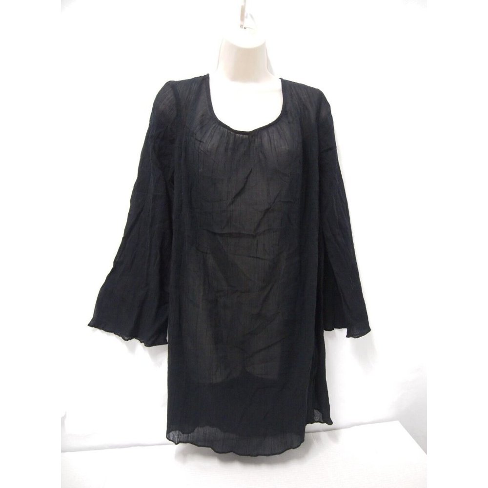 Shade & Shore Target Womens Swimsuit M Coverup Dress Long Bell Sleeve Gauz Black - Picture 4 of 9